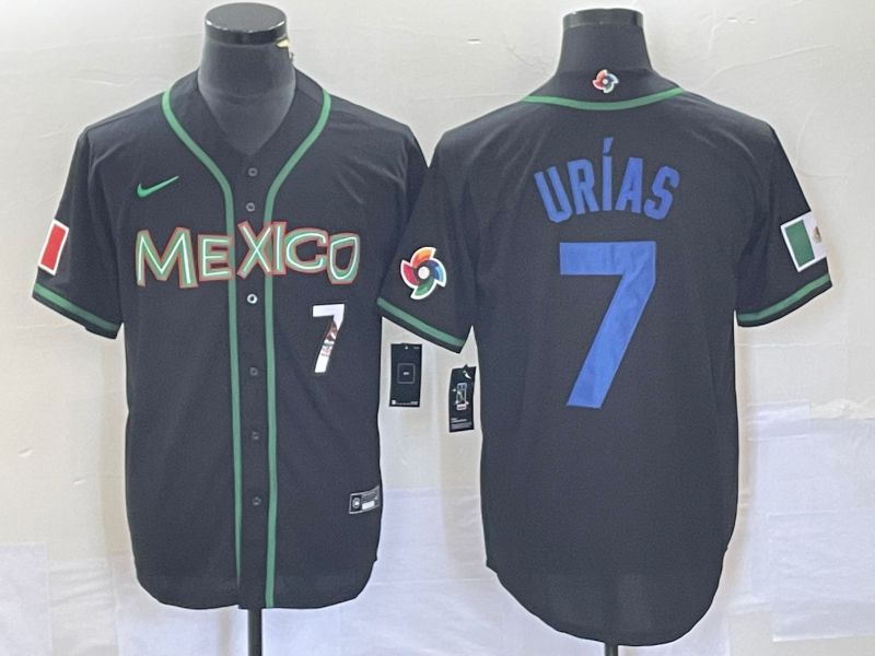 Men 2023 World Cub Mexico #7 Urias Black blue Nike MLB Jersey11